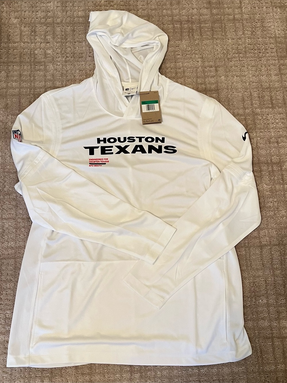 Nike Dri-FIT Mens XL NFL Texans ON FIELD Long Sleeve Hoodie Shirt IF9657-100